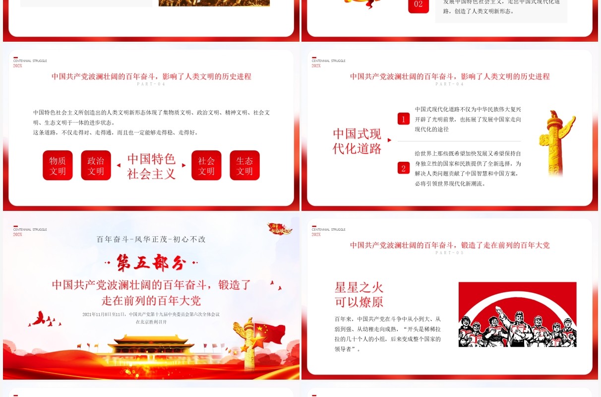 红色党政简约风格以最初的心走最远的路党课学习PPT模板