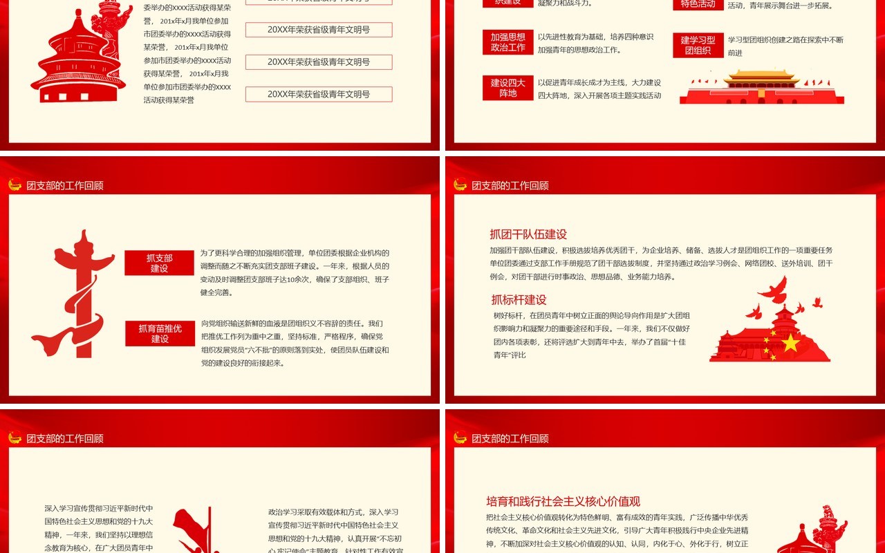 中国共产主义青年团基层团委团支部工作总结汇报动态PPT模板