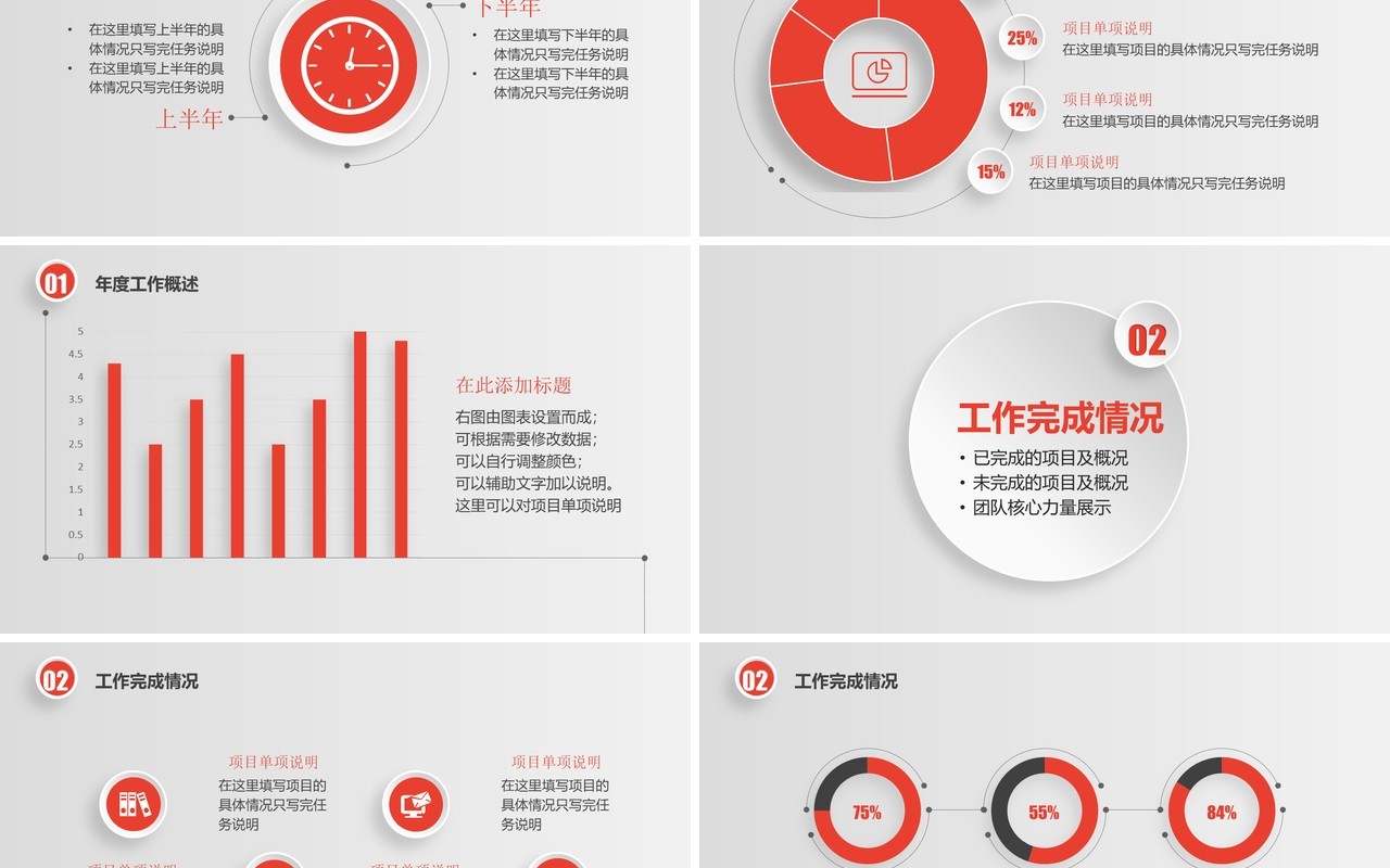 微粒体下半年工作汇报年终总结PPT模板