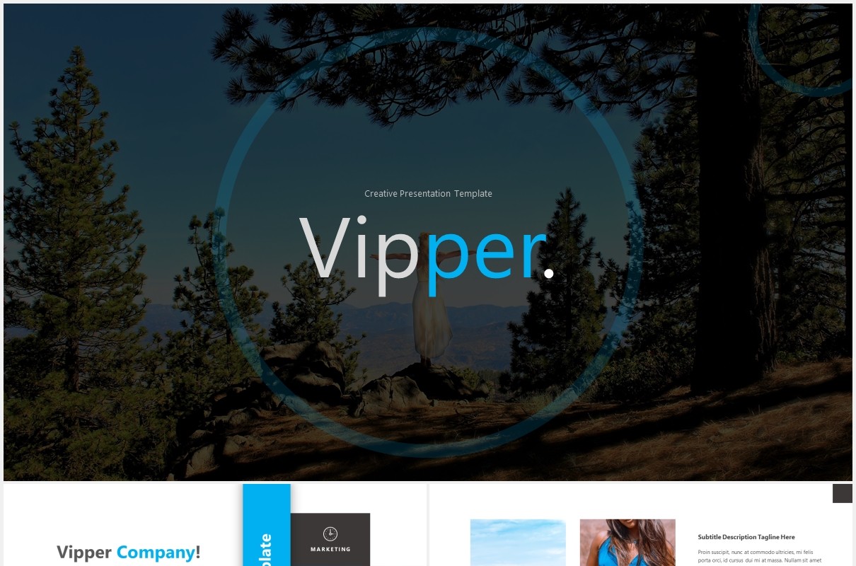 蓝色国外图片排版PPT模板Vipper Powerpoint
