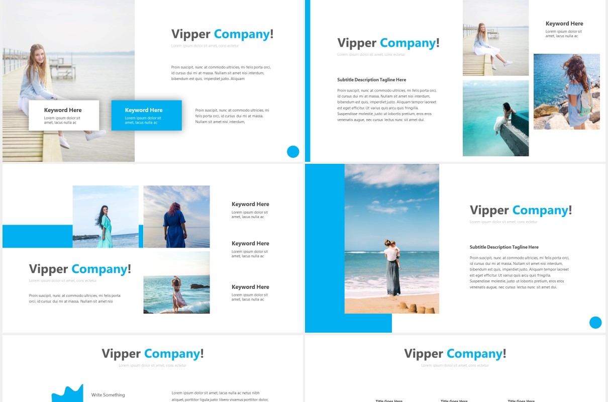 蓝色国外图片排版PPT模板Vipper Powerpoint