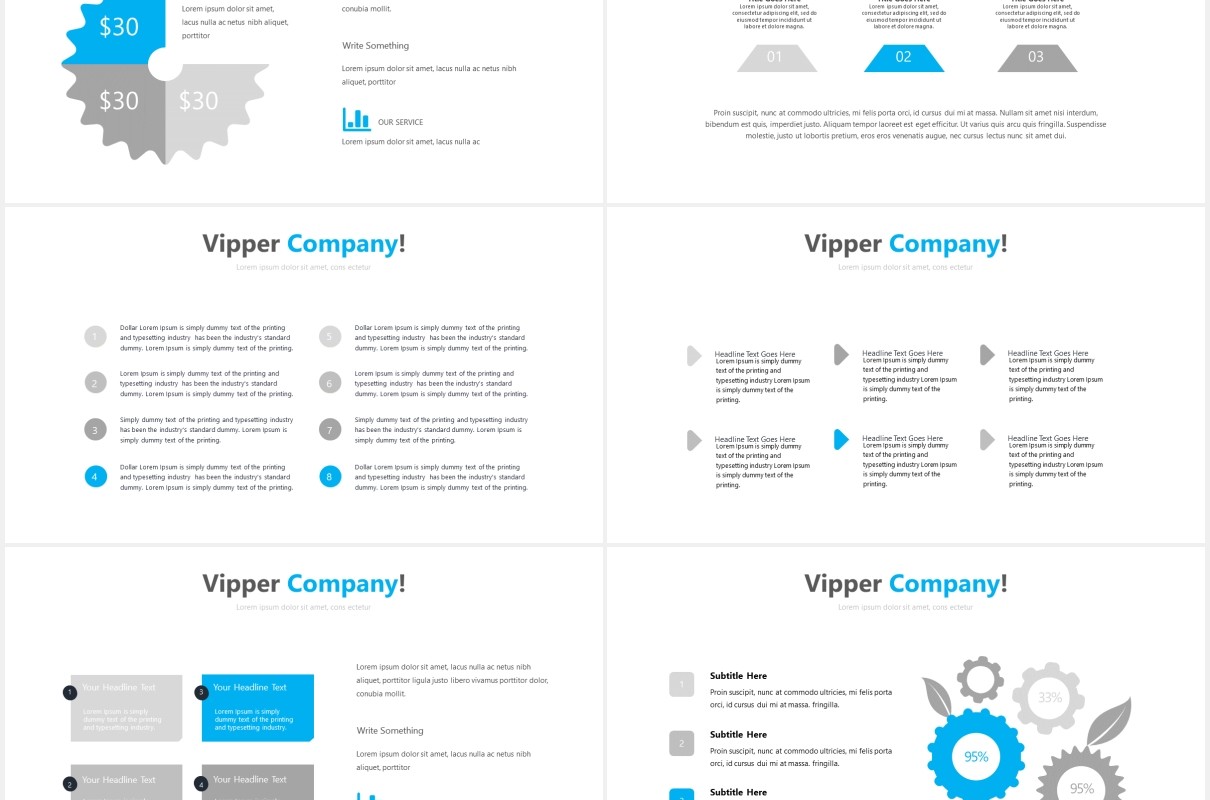 蓝色国外图片排版PPT模板Vipper Powerpoint