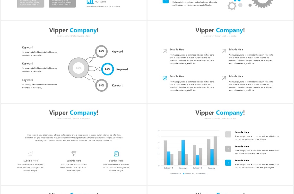 蓝色国外图片排版PPT模板Vipper Powerpoint