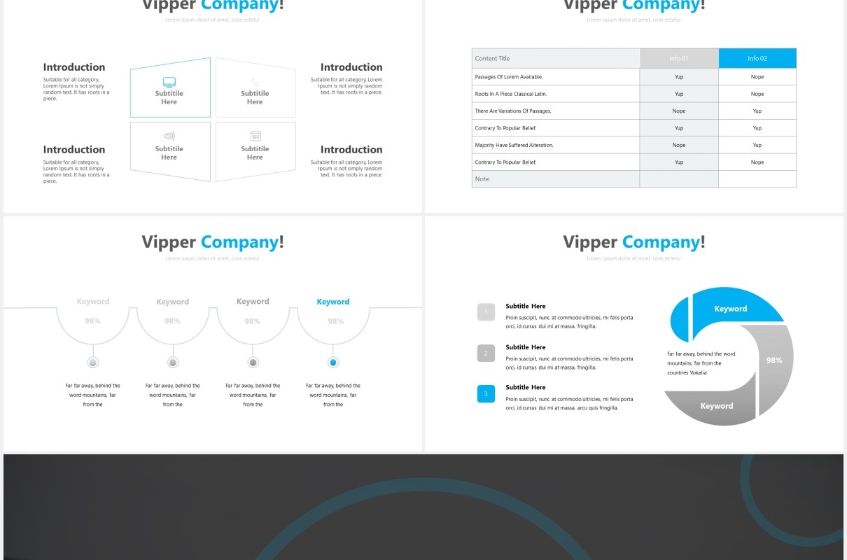蓝色国外图片排版PPT模板Vipper Powerpoint