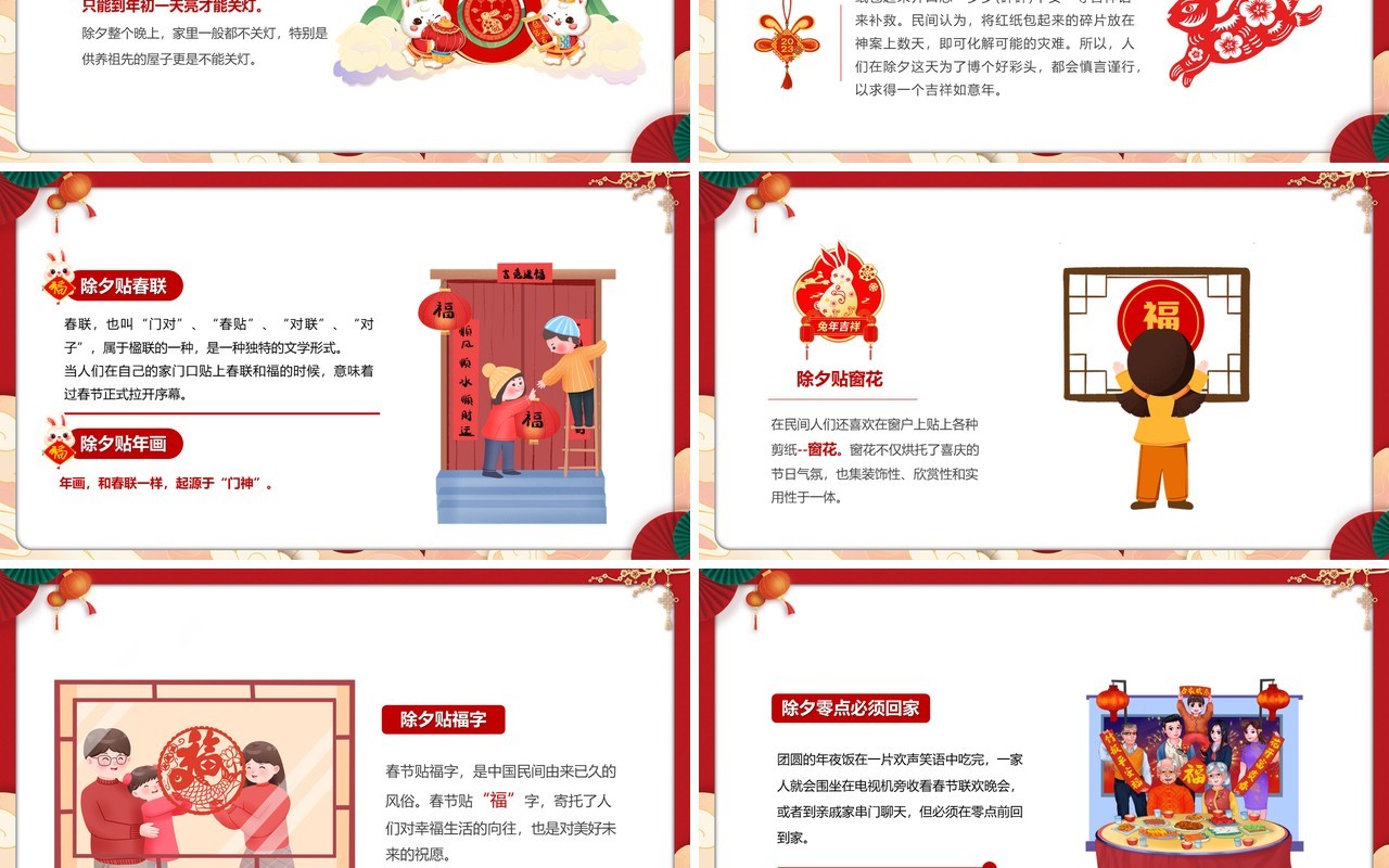 红色喜庆中国风除夕习俗介绍PPT模板