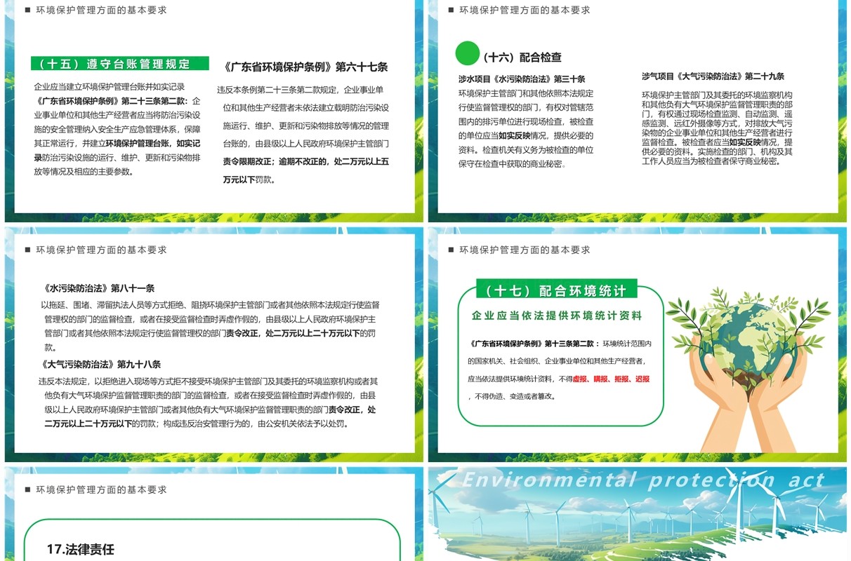 蓝色环境保护法律法规对企业基本要求PPT模板