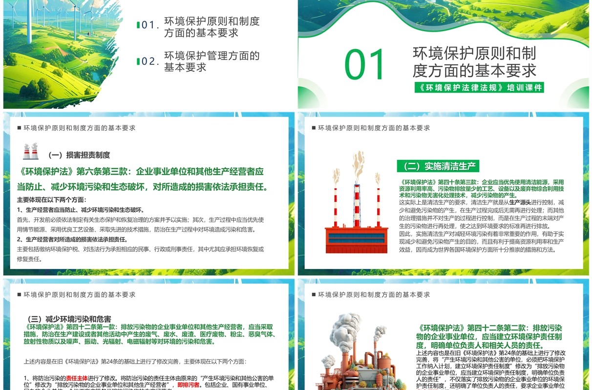 蓝色环境保护法律法规对企业基本要求PPT模板