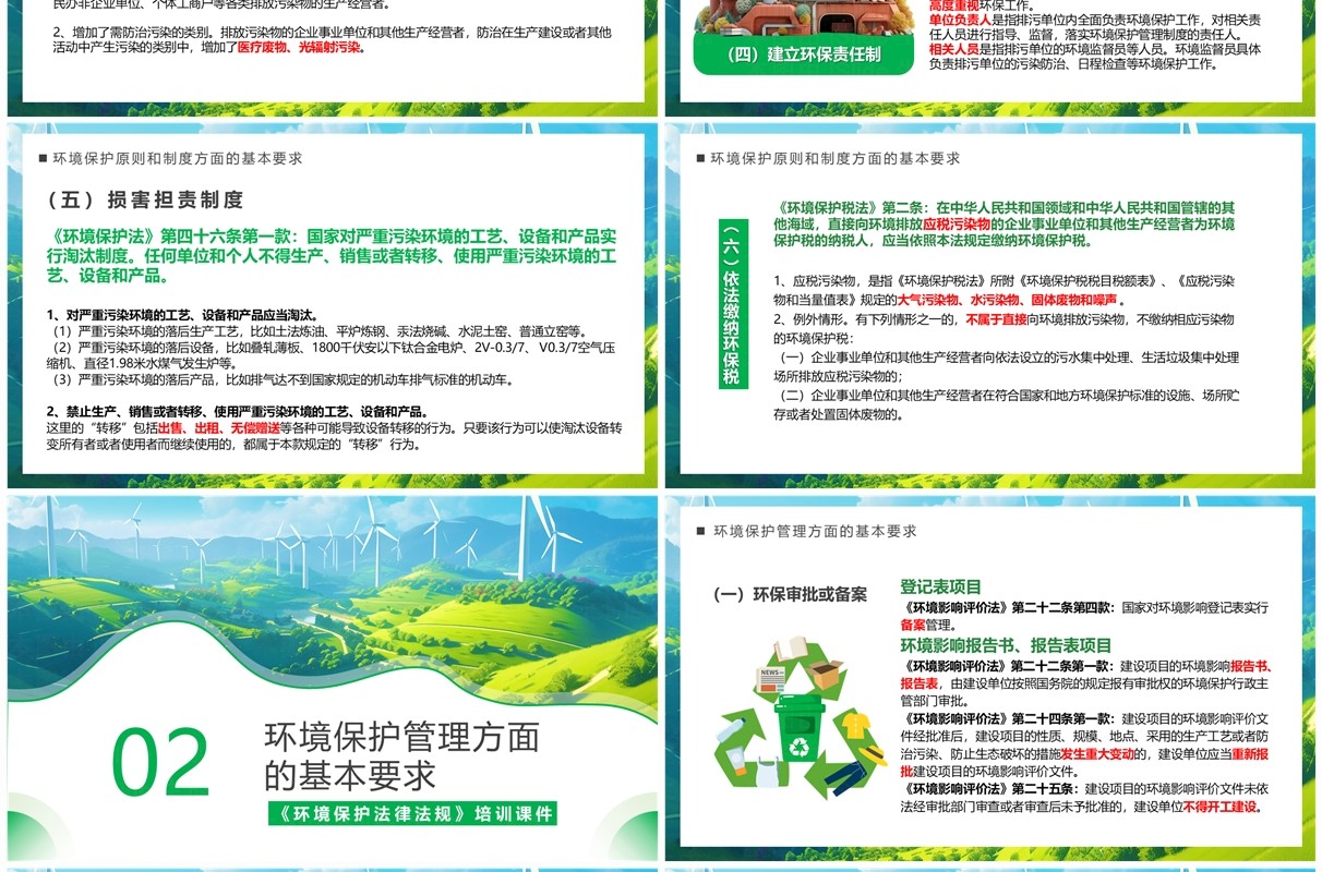蓝色环境保护法律法规对企业基本要求PPT模板