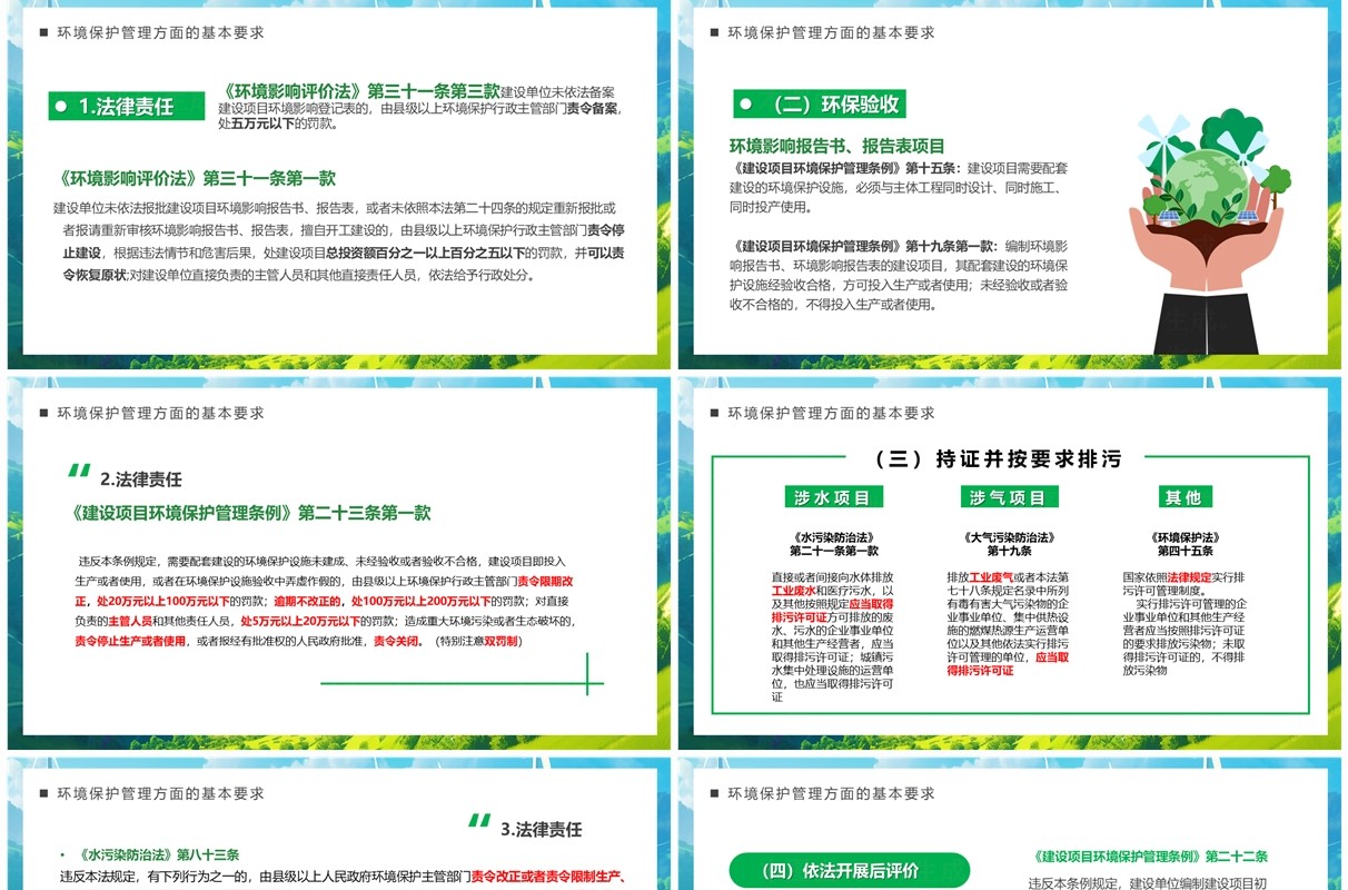 蓝色环境保护法律法规对企业基本要求PPT模板