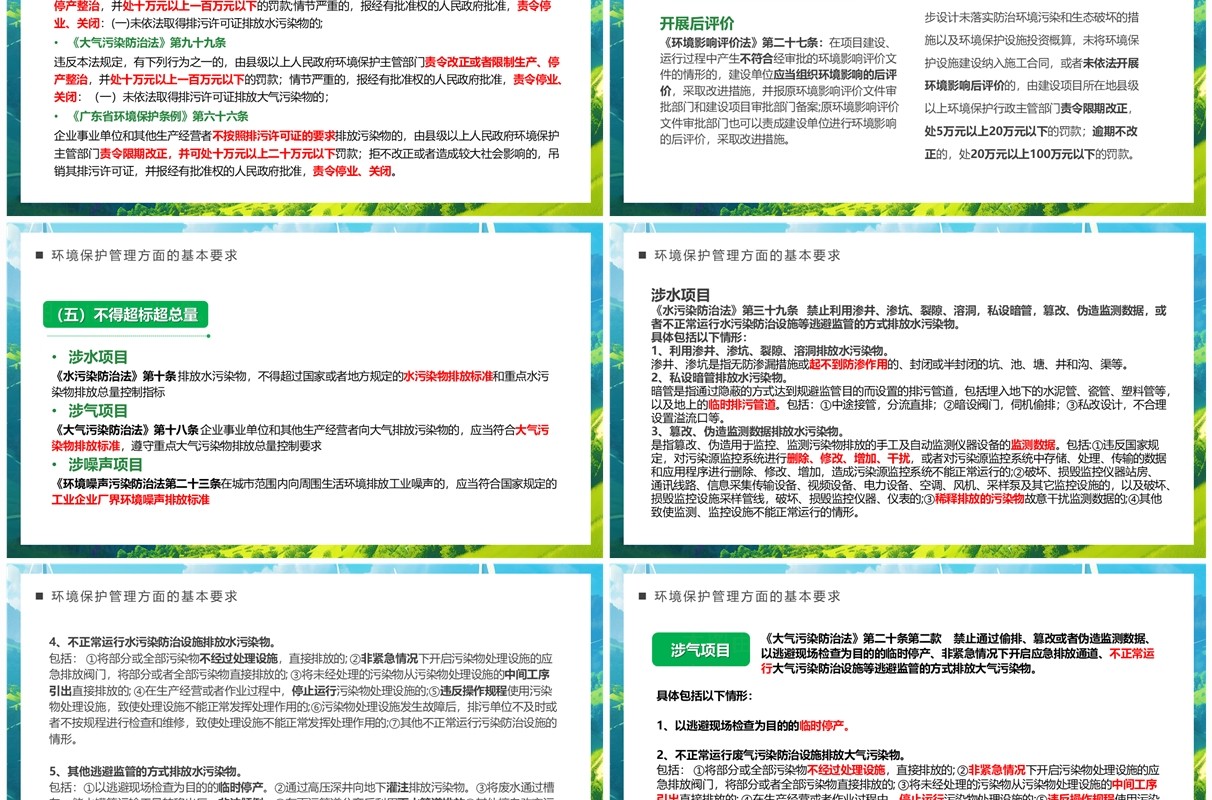 蓝色环境保护法律法规对企业基本要求PPT模板
