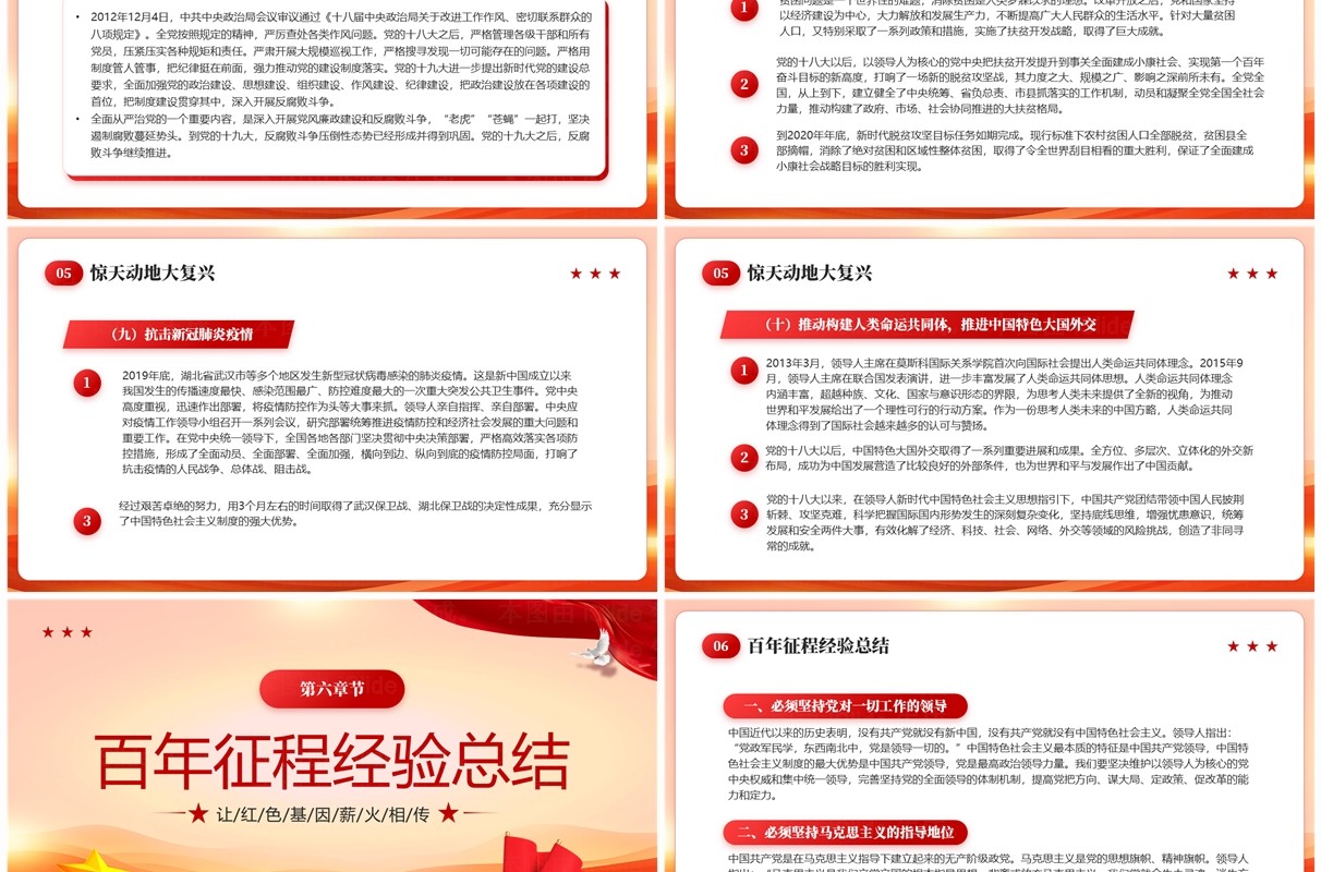 红色党政风建党103周年党史学习PPT模板