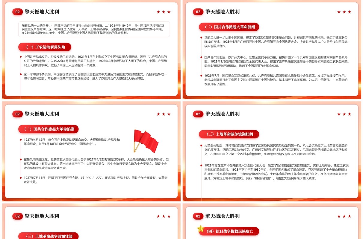 红色党政风建党103周年党史学习PPT模板
