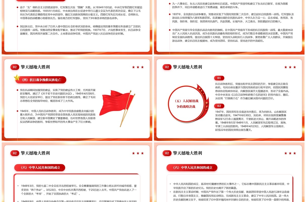 红色党政风建党103周年党史学习PPT模板
