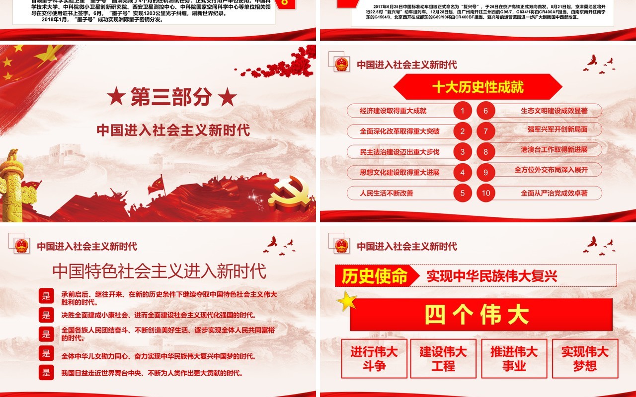 2019大气壮丽70年奋斗新时党建党课代PPT模板