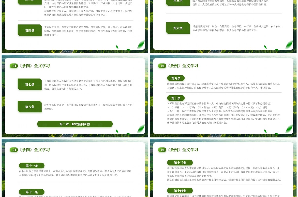绿色简约风生态保护补偿条例PPT模板