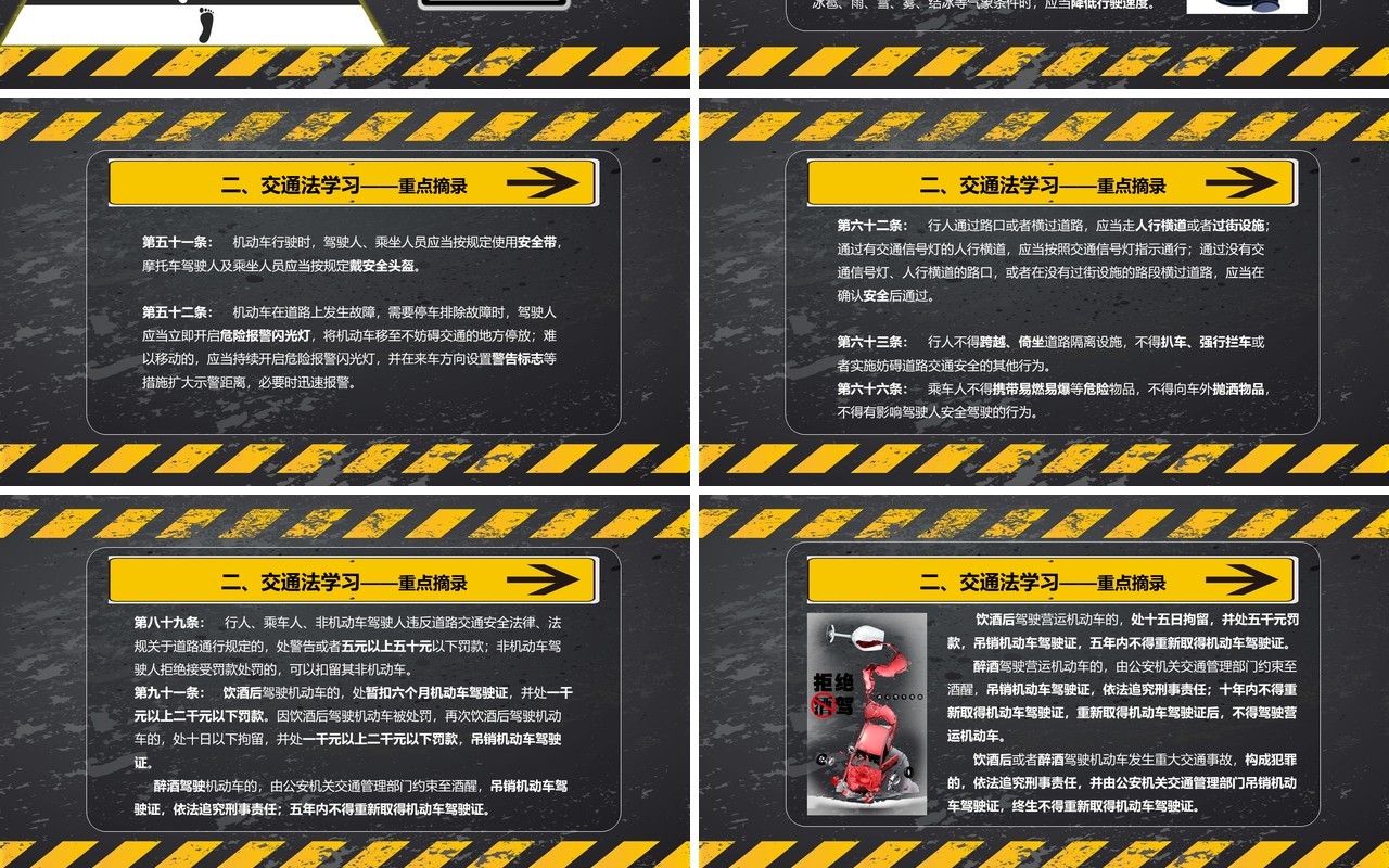 黑板风交通安全教育培训课件PPT模板