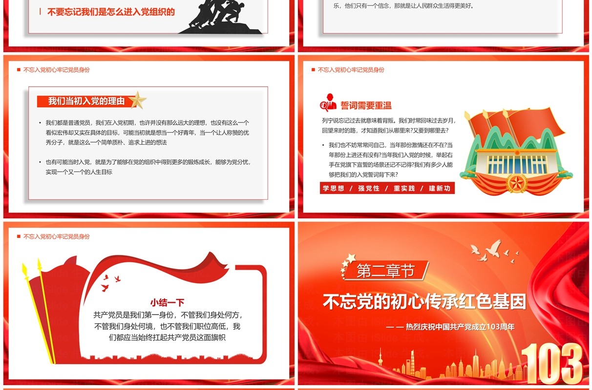 红色党政风一生不变的名字共产党员PPT模板