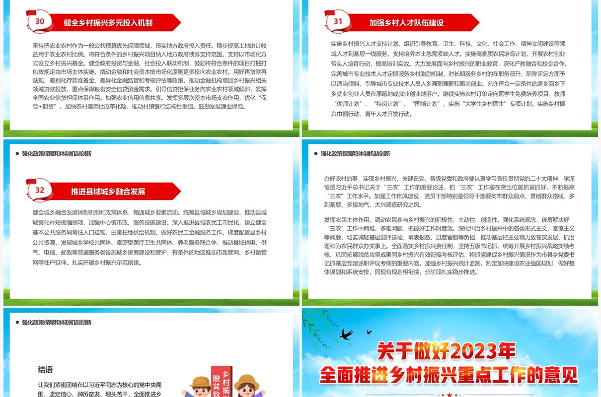 蓝色卡通风乡村振兴重点工作PPT模板