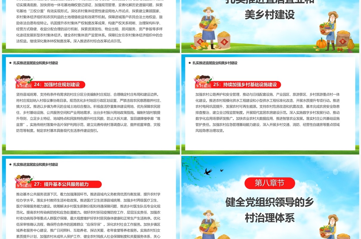 蓝色卡通风乡村振兴重点工作PPT模板