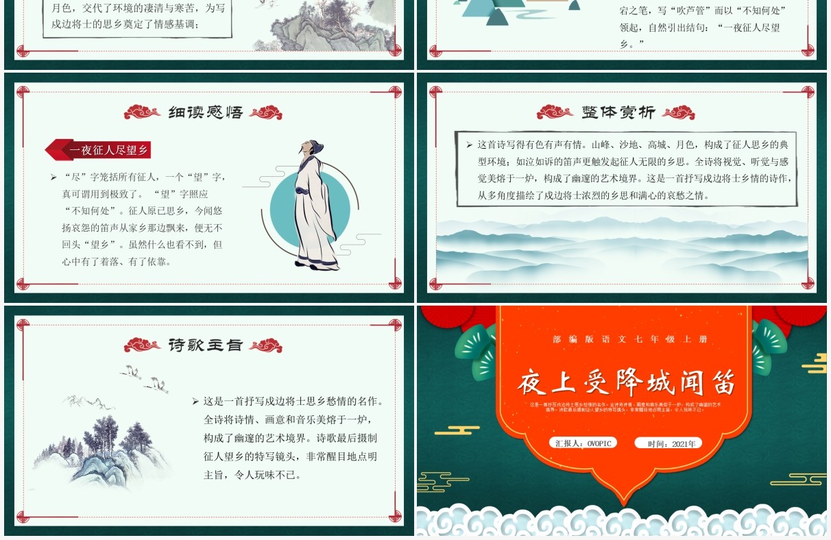 部编版七年级语文上册夜上受降城闻笛课件PPT模板