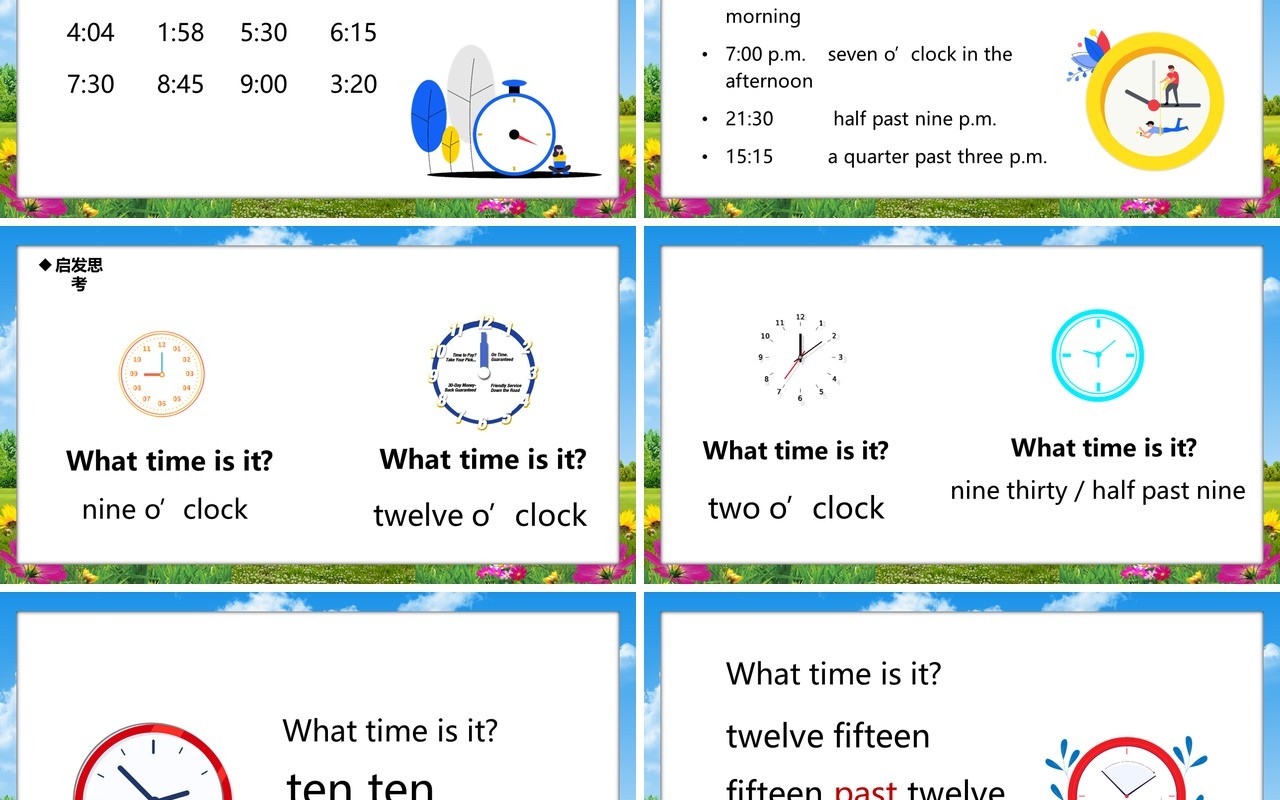 人教版七年级英语下册What time do you go to school课件PPT模板