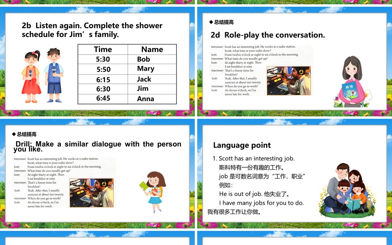 人教版七年级英语下册What time do you go to school课件PPT模板