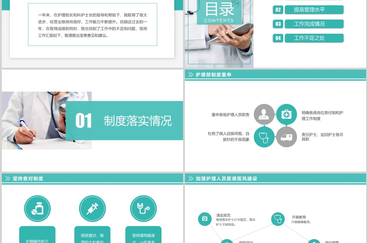 简约护士长年终工作总结汇报述职报告PPT模板