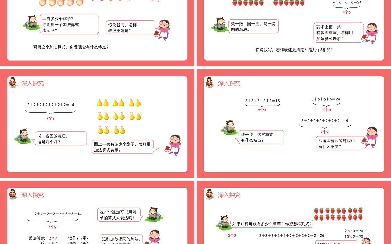 部编版二年级数学上册表内乘法乘法的初步认识课件PPT模板