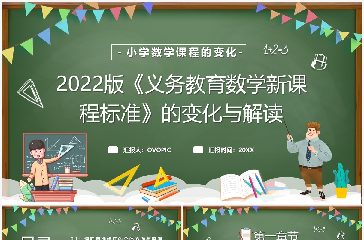 绿色黑板风2022版数学新课程标准PPT模板