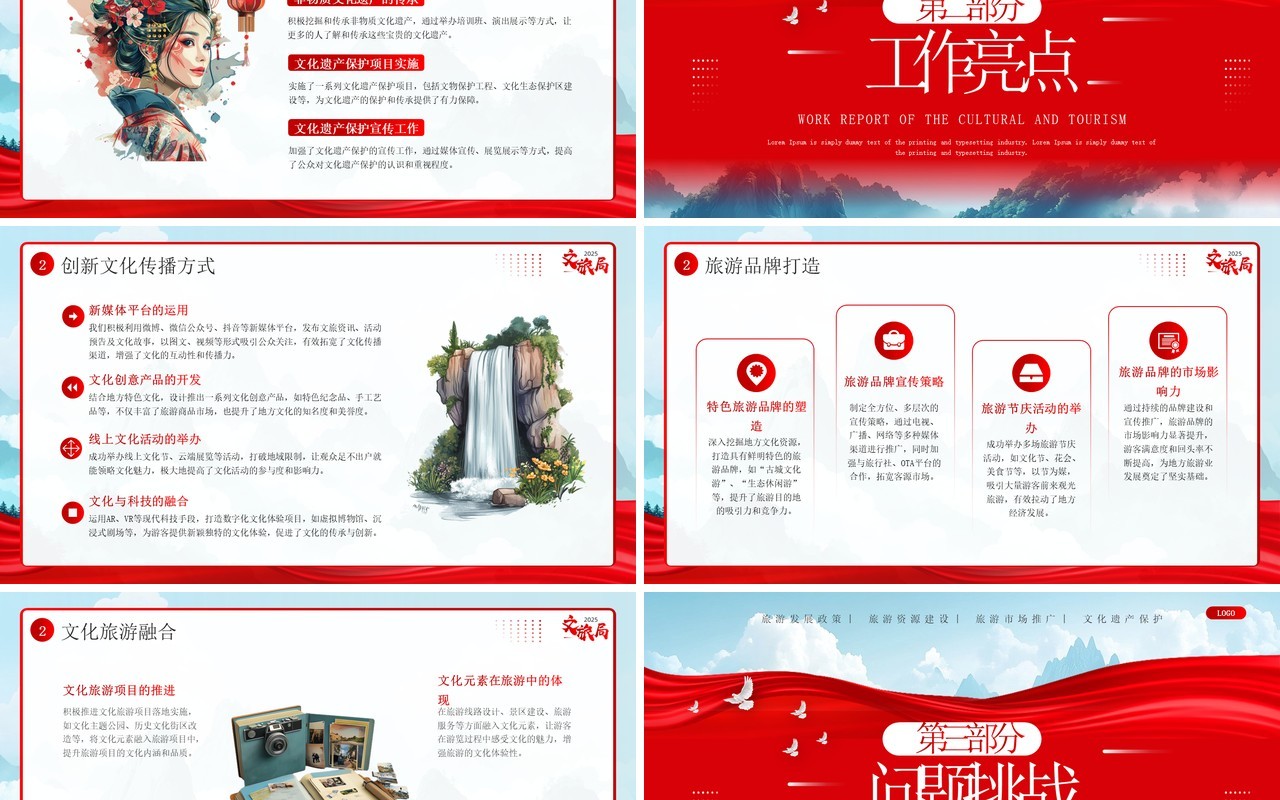 红蓝简约风文旅局工作述职报告PPT模板