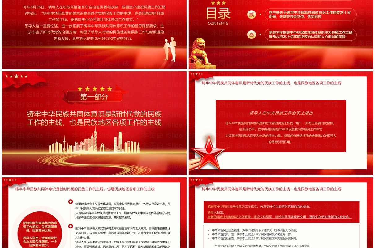 红色党政风铸牢中华民族共同体意识PPT模板