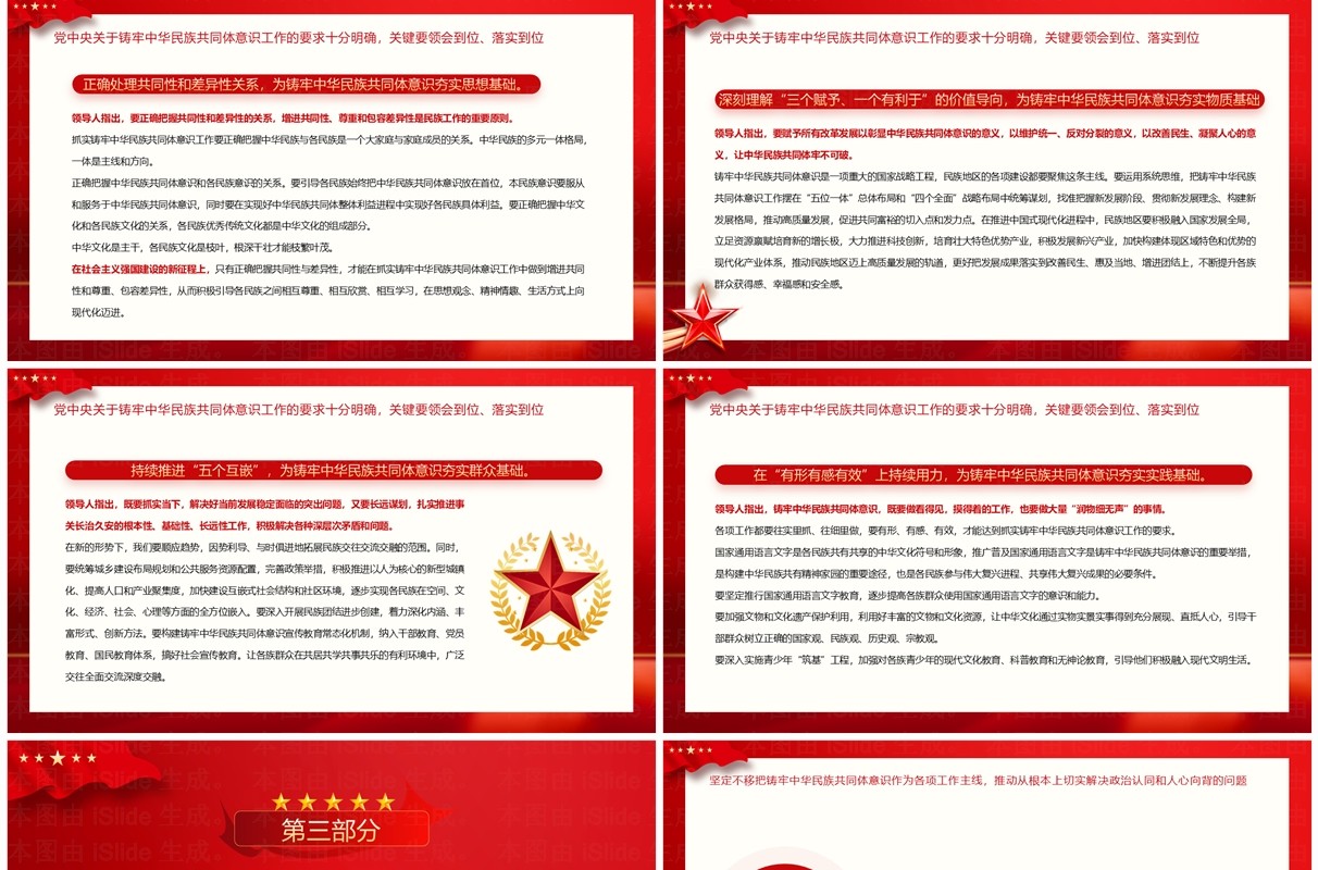 红色党政风铸牢中华民族共同体意识PPT模板