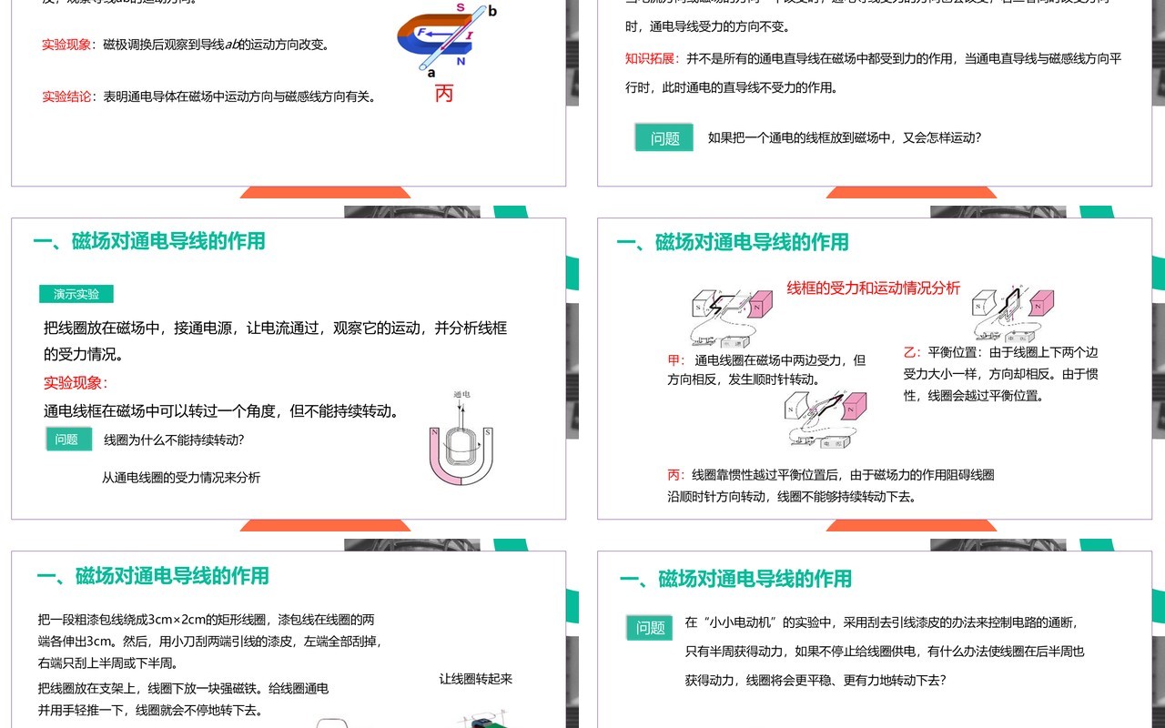 部编版九年级物理全册电动机课件PPT模板
