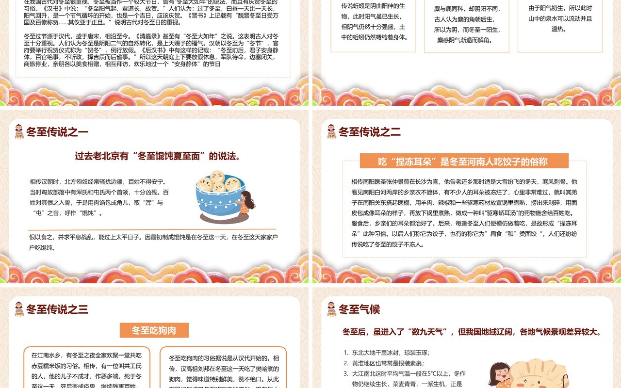 中国传统二十四节气冬至介绍PPT模板