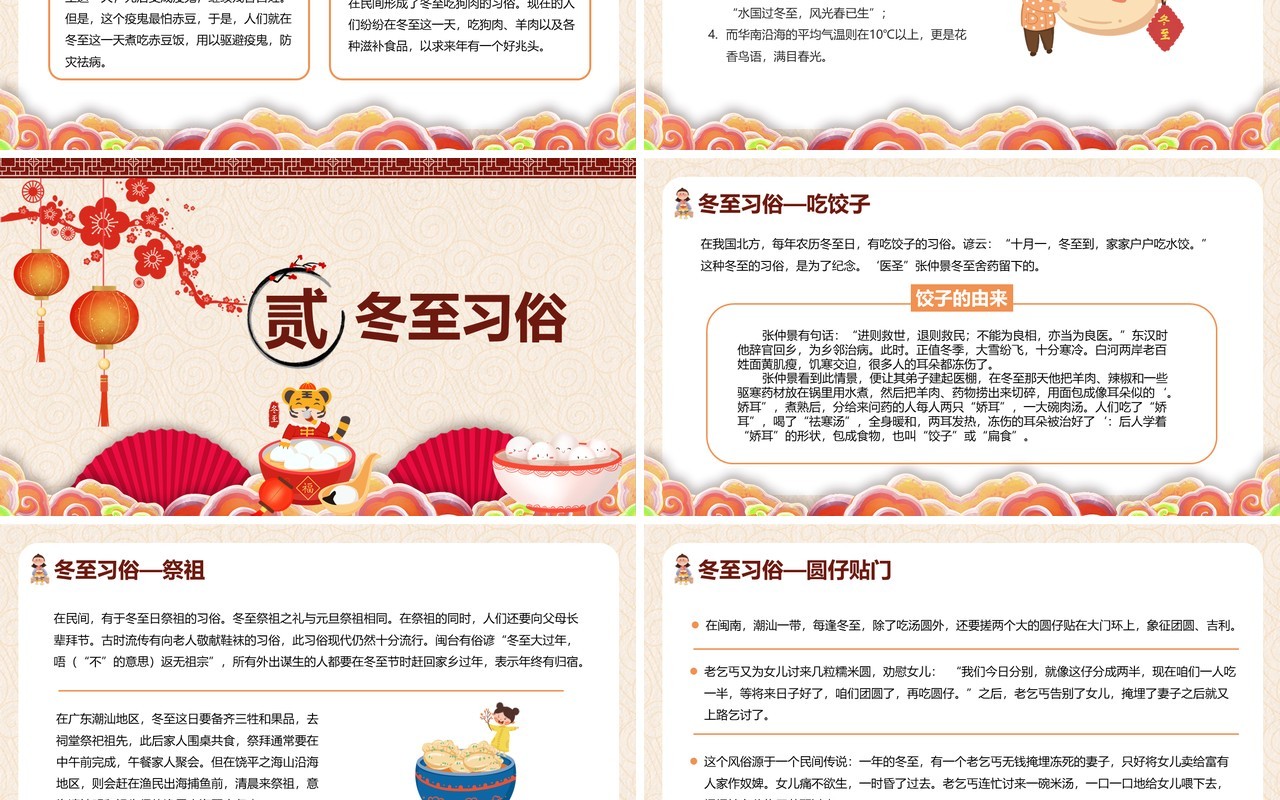 中国传统二十四节气冬至介绍PPT模板