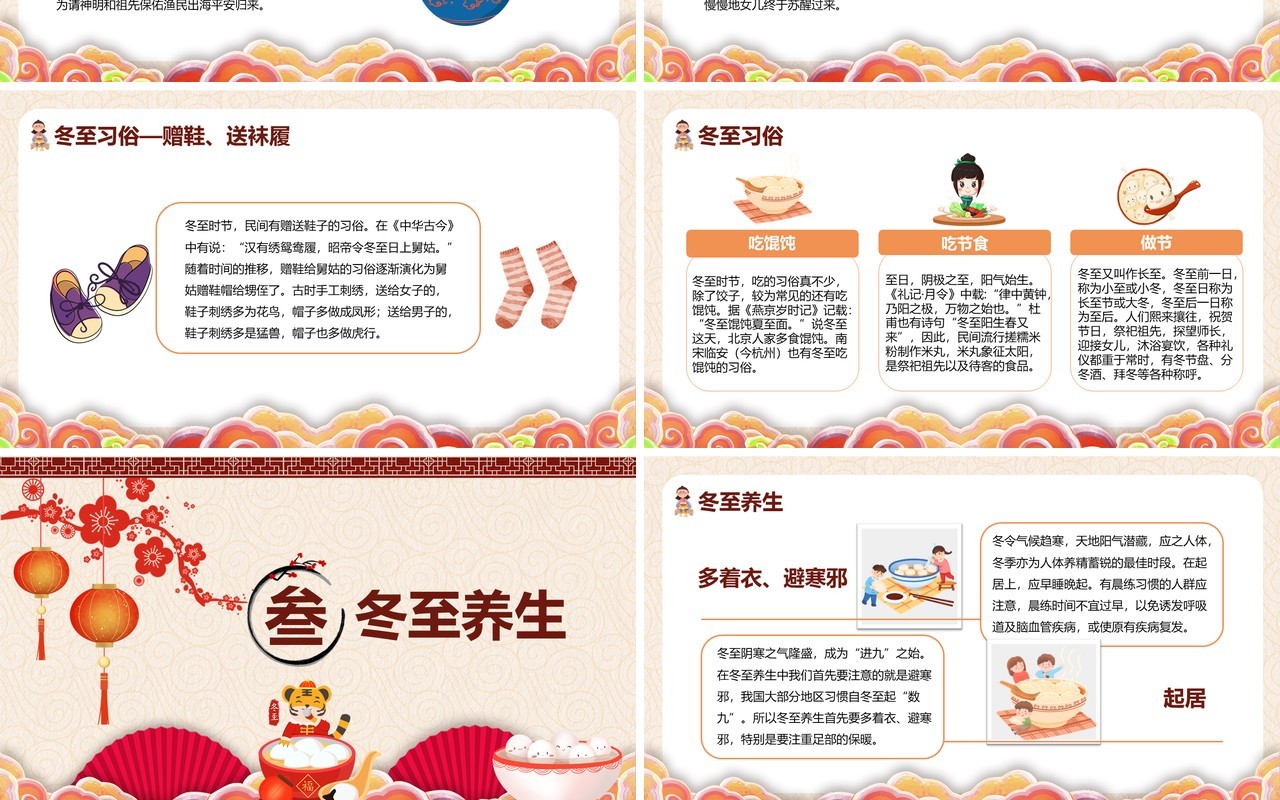 中国传统二十四节气冬至介绍PPT模板