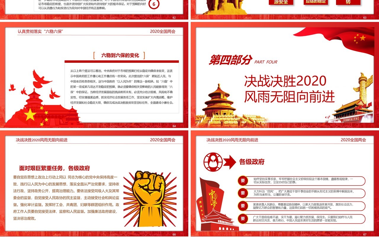 红色政府工作报告解读学习两会党建讲稿PPT模板