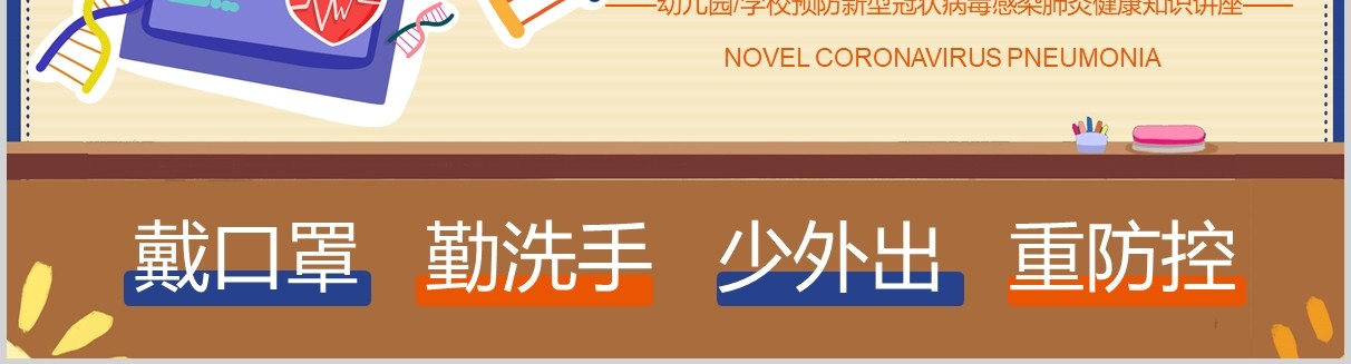 幼儿小学生防护知识新型冠状病毒肺炎PPT课件模板