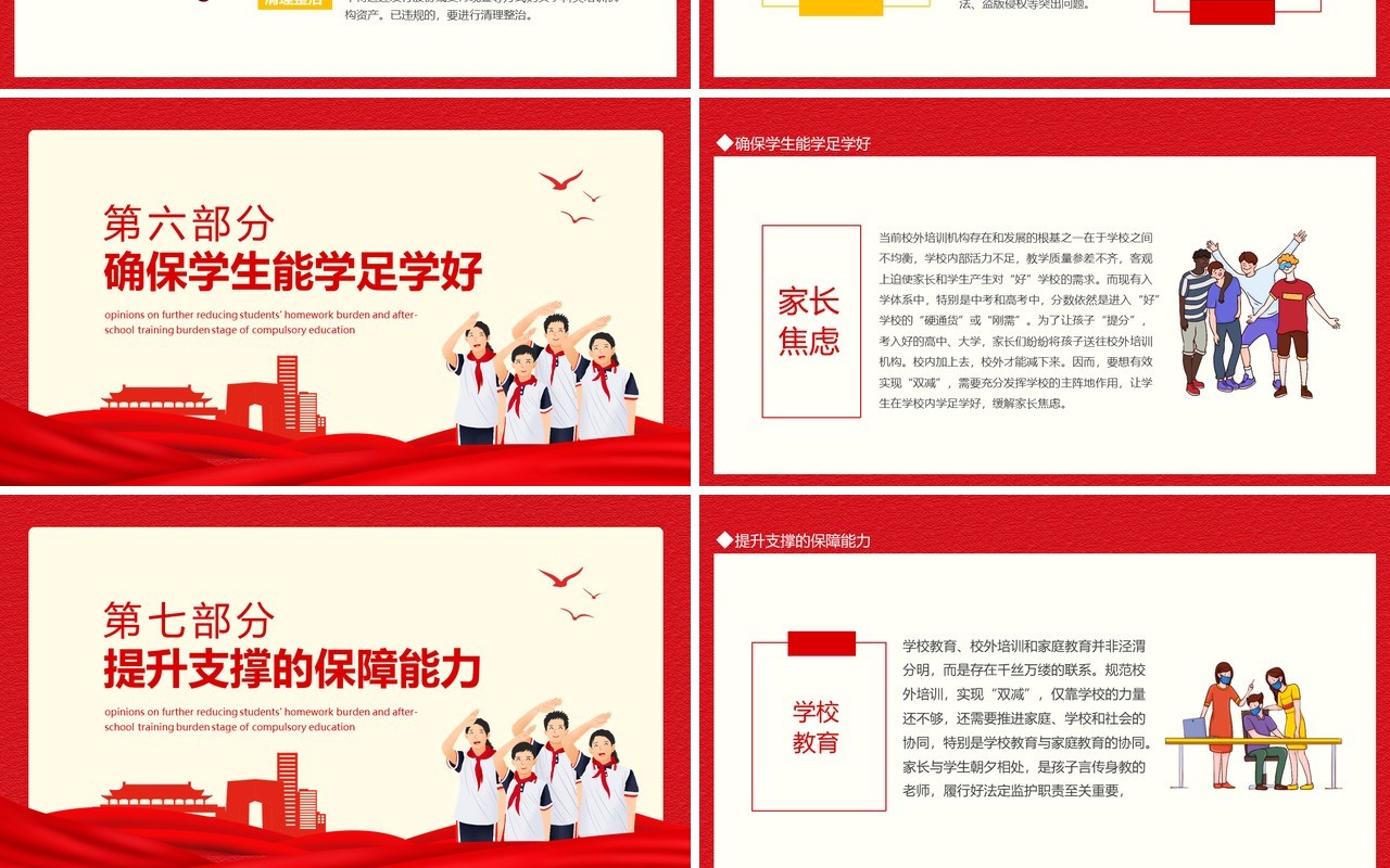 关于双减重点解析关于进一步减轻义务教育阶段学生作业负担和校外培训负担的意见动态PPT模板