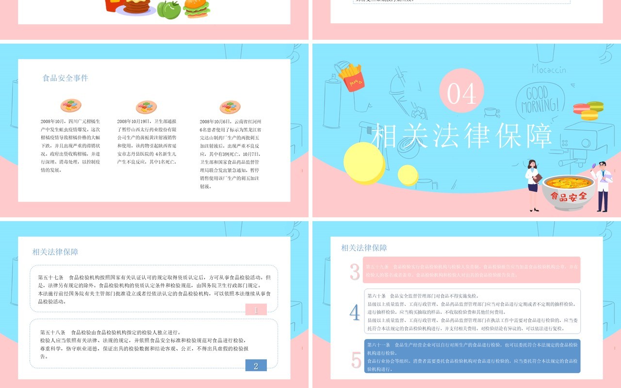 蓝粉色卡通风食品安全科普知识PPT模板