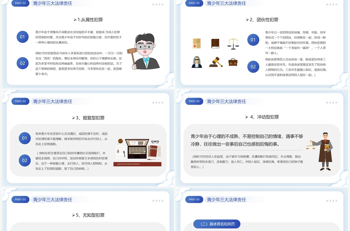 蓝色卡通风增强学生法制意识PPT模板