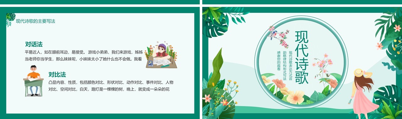 现代诗歌表达方式音韵格律结构形式写法动态PPT模板