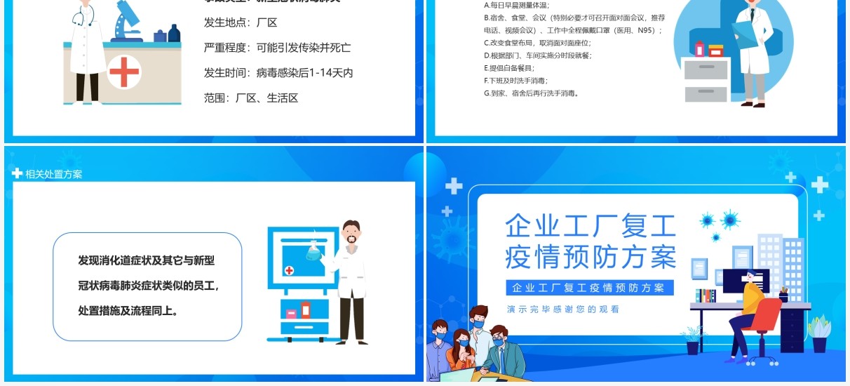 企业工厂复工疫情预防方案动态PPT模板
