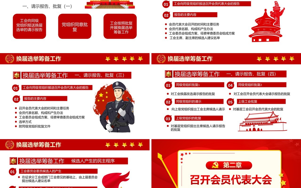 2021党政风工会换届选举工作流程党建PPT模板