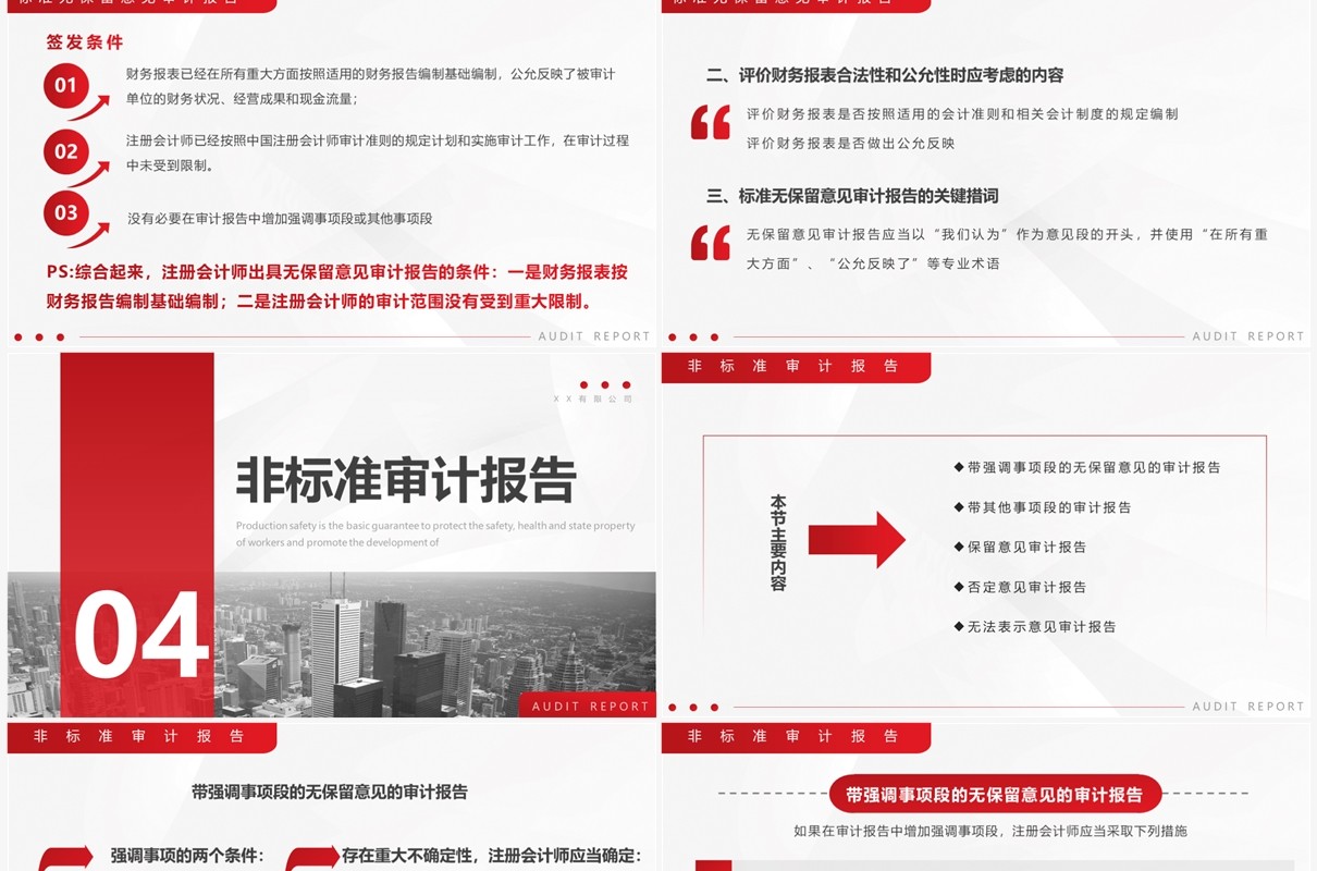 红色商务风审计报告会计培训PPT模板