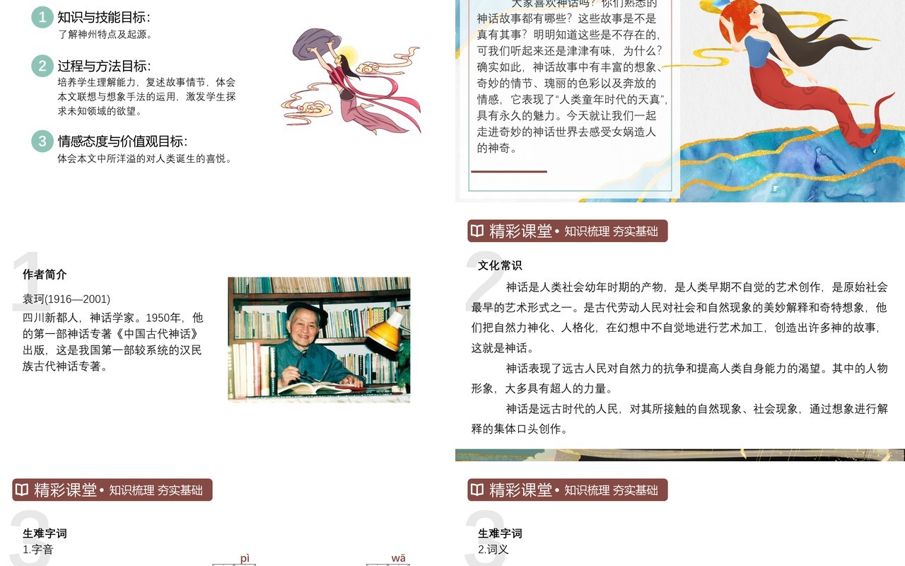 部编版七年级语文上册女娲造人课件PPT模板