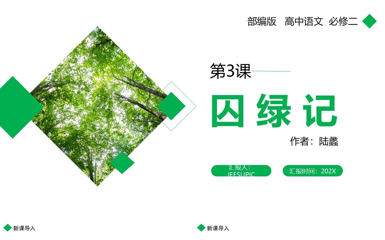 部编版高中语文必修二囚绿记课件PPT模板