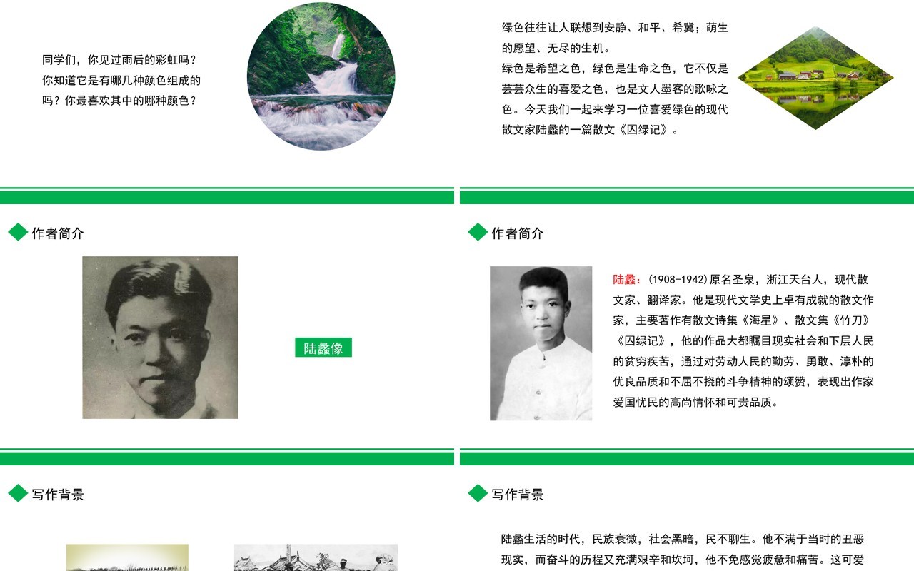 部编版高中语文必修二囚绿记课件PPT模板