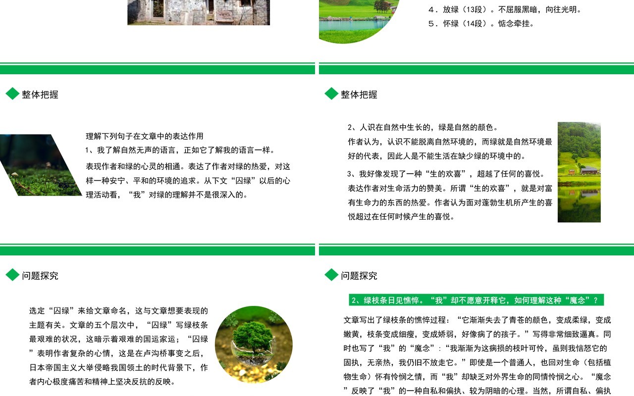 部编版高中语文必修二囚绿记课件PPT模板