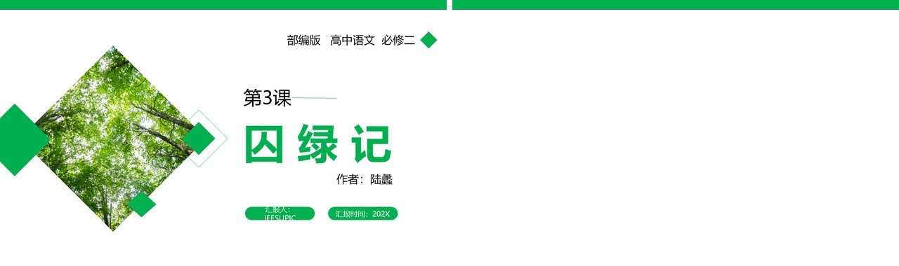 部编版高中语文必修二囚绿记课件PPT模板